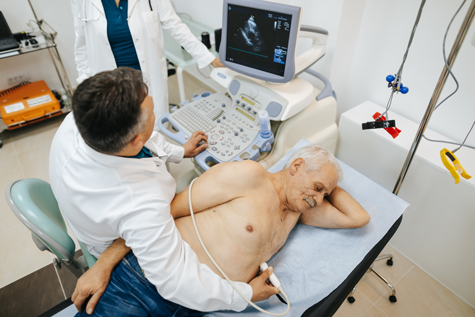 Photo showing a man having an echo