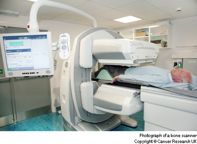 Photograph of a man having a bone scan